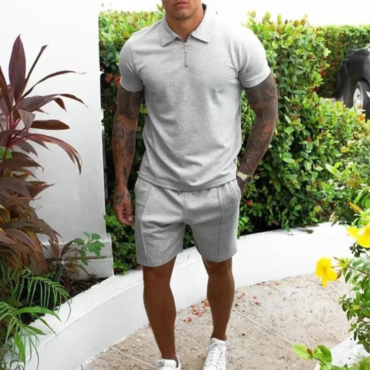 Mens Stylish Shorts Set Modern Summer Two Piece Look