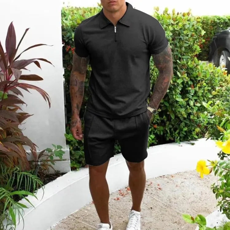Mens Stylish Shorts Set Modern Summer Two Piece Look