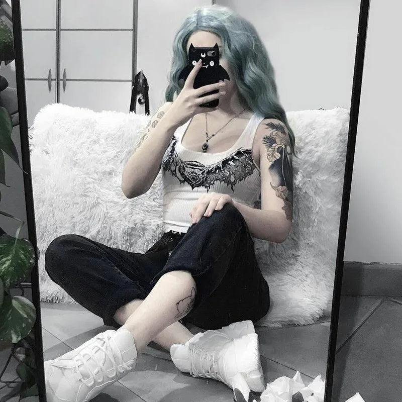Women's Gothic Animal Print Crop Tank Top