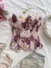 Women Corset Vintage Floral Printed Graphic Bustier Shapewear Lingerie Elegant Sleeveless Brocade Corset Tops