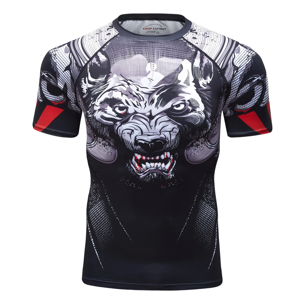 Wholesale Sublimation Printed Mma Rash Guard for Men Men's Short Sleeve Compression Surfing t Shirt Rashguard Bjj