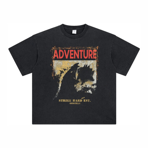 300g Premium Heavyweight Puffy Printed Short Sleeve T-Shirt Men's Sports Shirt 100% Cotton Sports Shirt Custom Streetwear Casual
