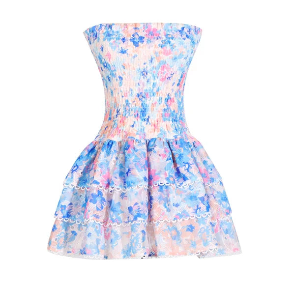 Custom Sleeveless Hollow Dresses Fashion Women Hollow Out Design Slim Fit Ruffles Patchwork Strapless Sleeveless Elegant Dress