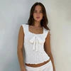 Z-2941 Women's Burgundy Square Neck Tie Front Lace Knit Top Sleeveless Slim Fit Breathable Elegant Summer Fashion Vest 2026 New