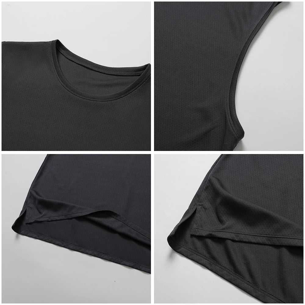 Wholesale Custom Men's Fitness Vest Elastic Quick-drying Breathable Sports Tops Gym Training Running Outdoor Sports Vest