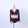 Black Stripe Two Piece Dance Leotard Hot pink Sequin Lapel Dance Wear Stage Performance Jazz Belly Dance Costume