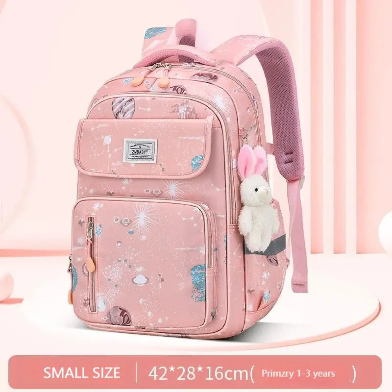 Cute Double Shoulder Casual Backpack for Girls Sesame Elementary School Model Lightweight for Grades 1-3 6 Featuring Cartoon