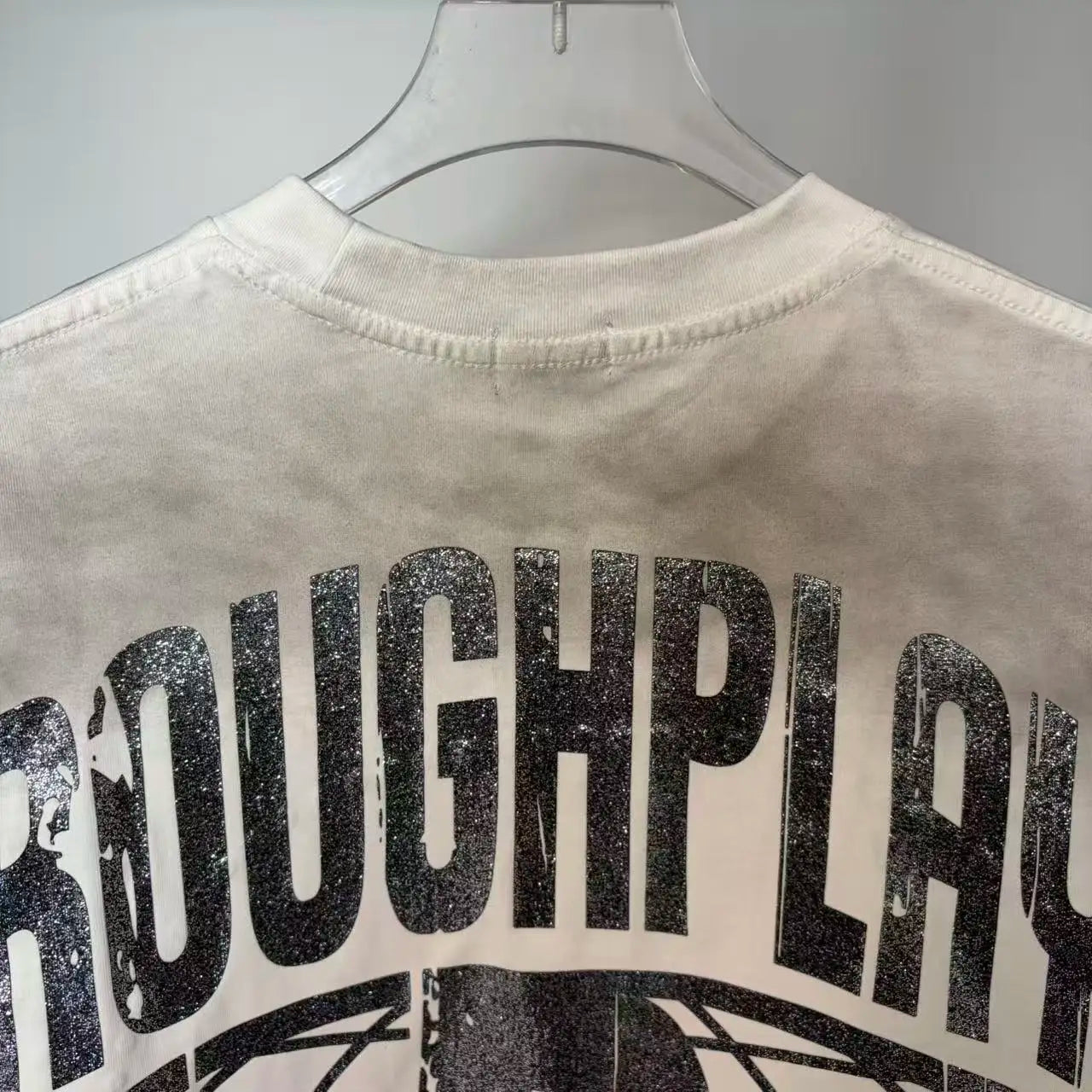 Rough Play Summer New American Casual Printed Letter Round Neck Oversized Pure Cotton Men's and Women's T-shirt