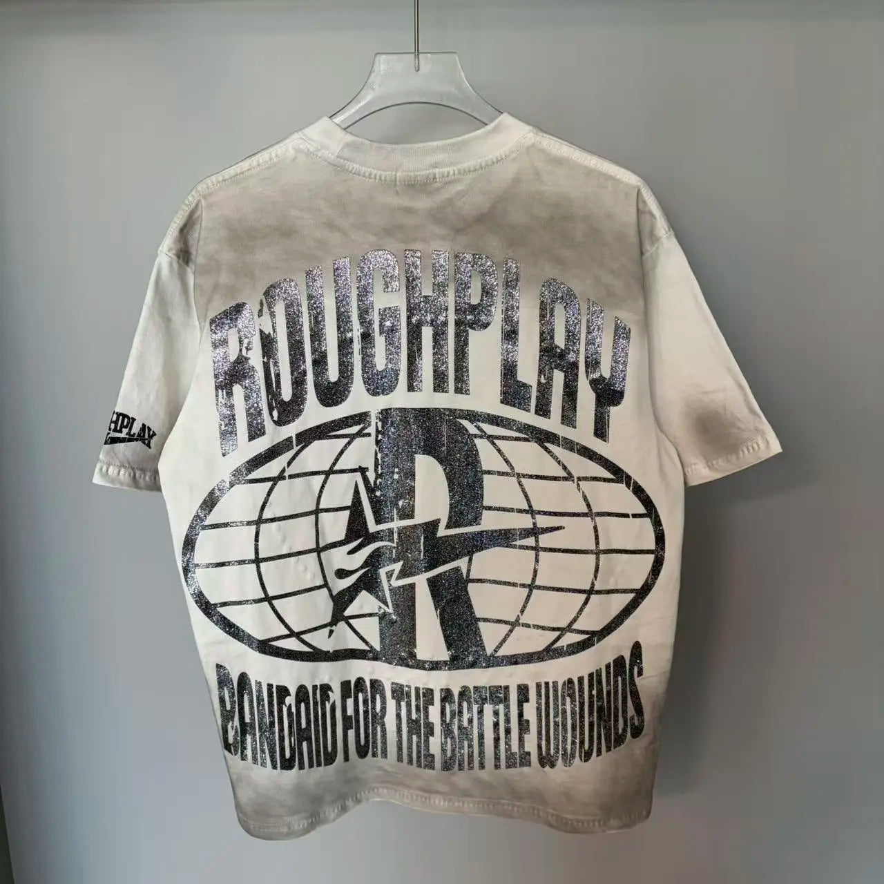 Rough Play Summer New American Casual Printed Letter Round Neck Oversized Pure Cotton Men's and Women's T-shirt