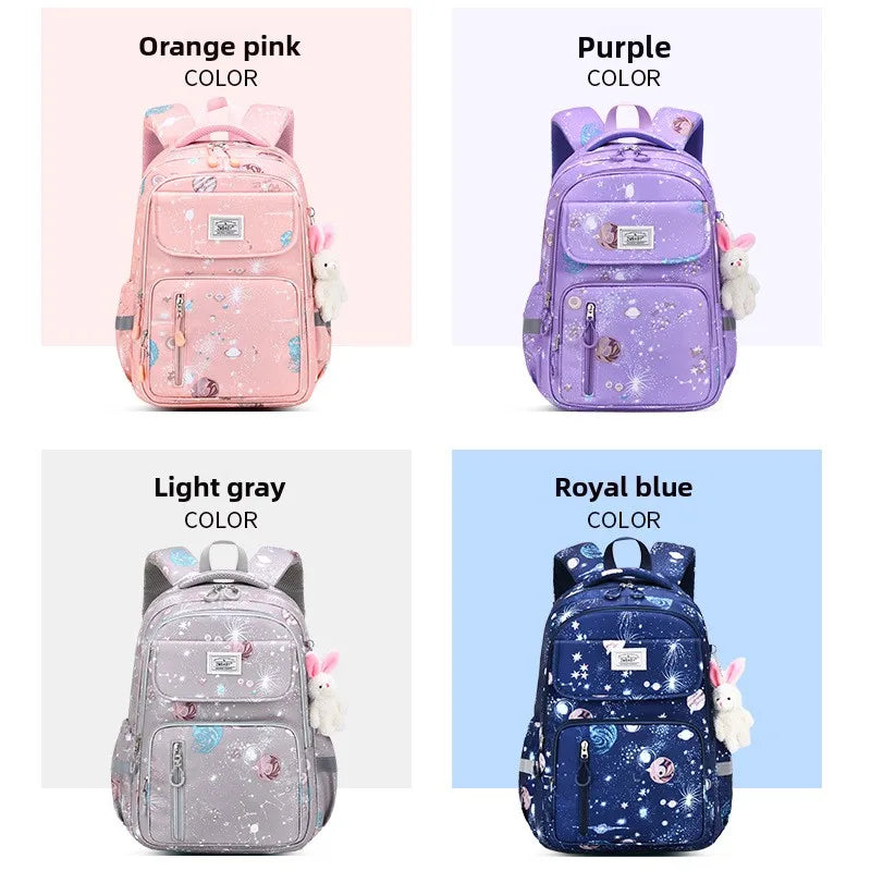 Cute Double Shoulder Casual Backpack for Girls Sesame Elementary School Model Lightweight for Grades 1-3 6 Featuring Cartoon