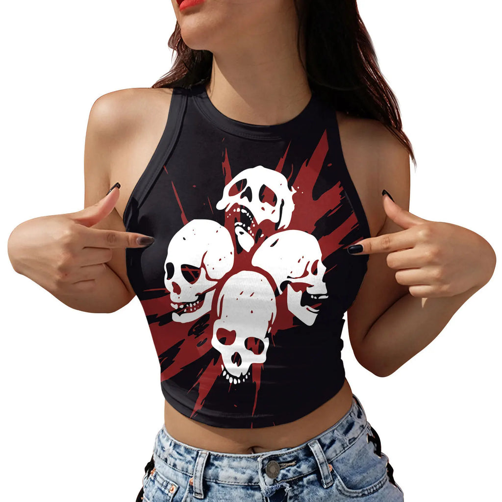 Wholesale 2026 New Summer Sleeveless Base Casual Printed Geometric Anti-Bacterial Knitted Polyester Spandex Camisole