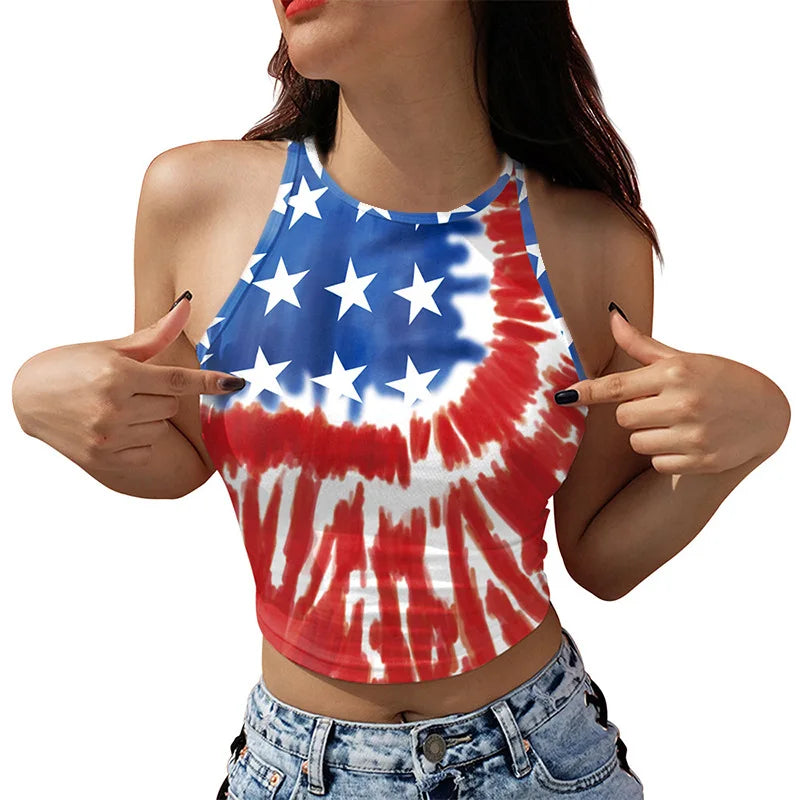 Wholesale 2026 New Summer Sleeveless Base Casual Printed Geometric Anti-Bacterial Knitted Polyester Spandex Camisole