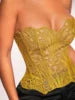 Women Corset Vintage Floral Printed Graphic Bustier Shapewear Lingerie Elegant Sleeveless Brocade Corset Tops