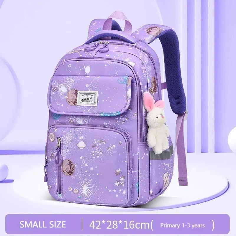 Cute Double Shoulder Casual Backpack for Girls Sesame Elementary School Model Lightweight for Grades 1-3 6 Featuring Cartoon