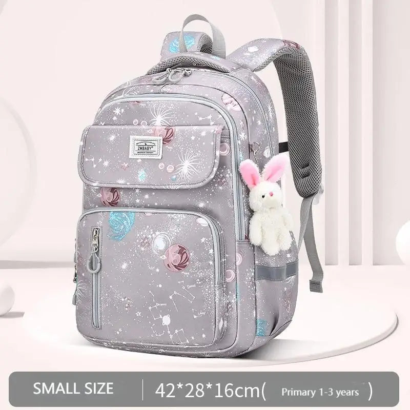 Cute Double Shoulder Casual Backpack for Girls Sesame Elementary School Model Lightweight for Grades 1-3 6 Featuring Cartoon