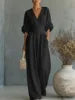 Manufacturer Wholesale Spring Summer New Elegant Pleated High Waist V-neck Breathable Women's Jumpsuit