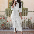 Wholesale Women Shirt Dress Waist Tie up Pleated Design Button Front Daily Office Casual Dresses  Ready to Ship MOQ 1 Supplier