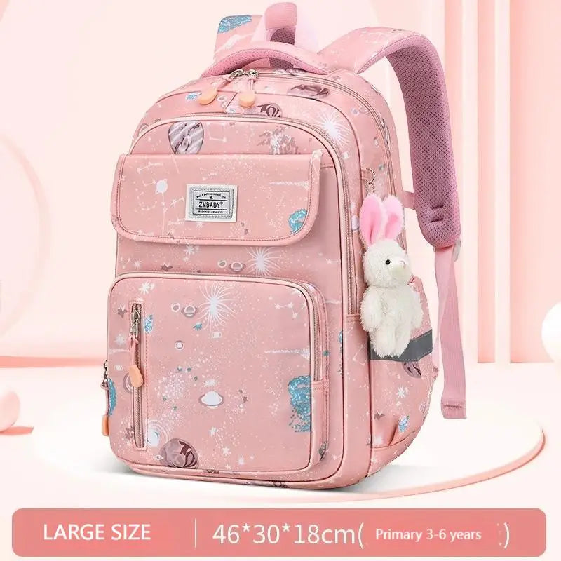 Cute Double Shoulder Casual Backpack for Girls Sesame Elementary School Model Lightweight for Grades 1-3 6 Featuring Cartoon