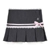 Sweet Low Rise Pleated Skirt Attached Shorts | Girly Style Featuring Lace Bow Striped Color Block | Mini Skirt Spring