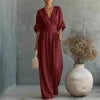 Manufacturer Wholesale Spring Summer New Elegant Pleated High Waist V-neck Breathable Women's Jumpsuit