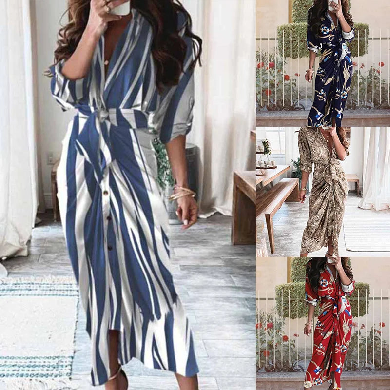 Wholesale Women Shirt Dress Waist Tie up Pleated Design Button Front Daily Office Casual Dresses  Ready to Ship MOQ 1 Supplier
