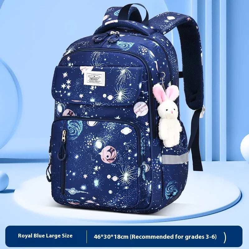 Cute Double Shoulder Casual Backpack for Girls Sesame Elementary School Model Lightweight for Grades 1-3 6 Featuring Cartoon