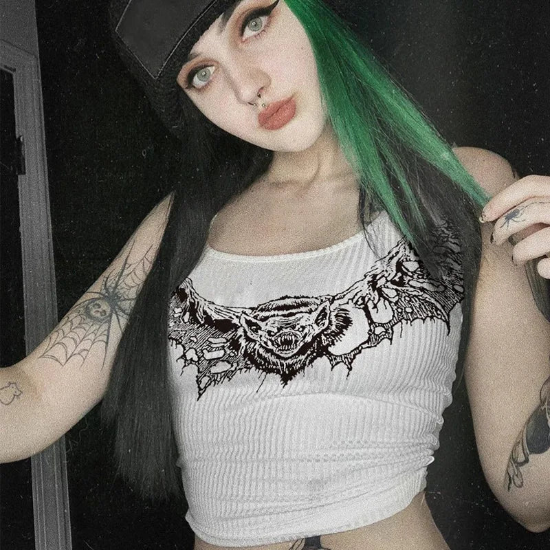 Women's Gothic Animal Print Crop Tank Top