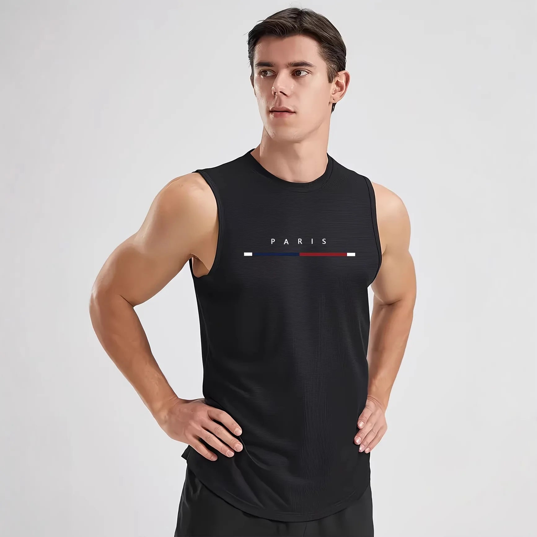 Men's Sporty Crew Neck Sleeveless Sports Vest Basketball Breathable Quick Drying Undershirt