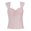 Breathable Eco-Friendly Spandex/Polyester Knitted Textured Lace Bow Slim Fit Sleeveless Square Collar Casual Tank Top 180g Women