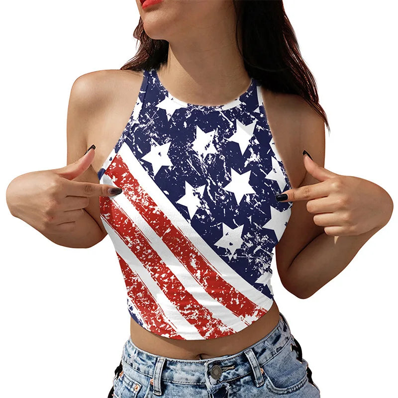 Wholesale 2026 New Summer Sleeveless Base Casual Printed Geometric Anti-Bacterial Knitted Polyester Spandex Camisole