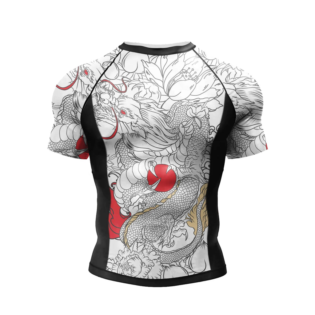 Wholesale Sublimation Printed Mma Rash Guard for Men Men's Short Sleeve Compression Surfing t Shirt Rashguard Bjj