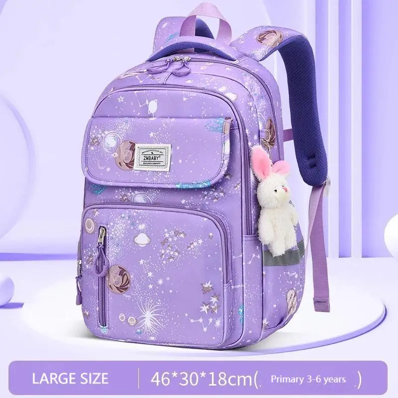Cute Double Shoulder Casual Backpack for Girls Sesame Elementary School Model Lightweight for Grades 1-3 6 Featuring Cartoon
