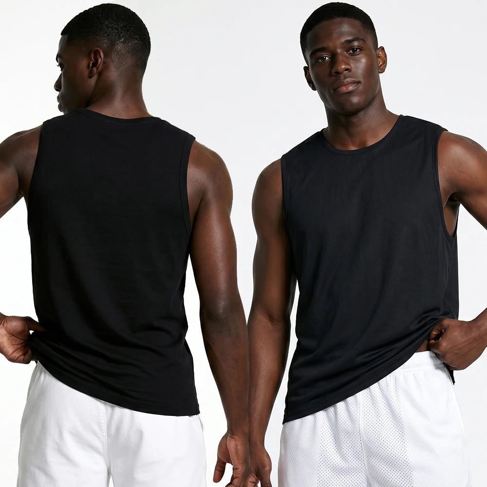 Wholesale Custom Men's Fitness Vest Elastic Quick-drying Breathable Sports Tops Gym Training Running Outdoor Sports Vest