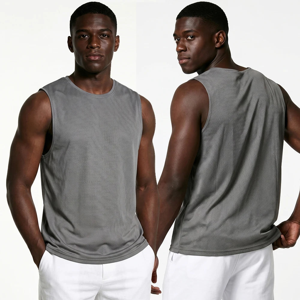 Wholesale Custom Men's Fitness Vest Elastic Quick-drying Breathable Sports Tops Gym Training Running Outdoor Sports Vest