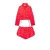Set Women's 2026 new casual fashion 2-piece polka-dot breasted long-sleeved jacket+retro women's polka-dot mini shorts set