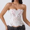 Women Corset Vintage Floral Printed Graphic Bustier Shapewear Lingerie Elegant Sleeveless Brocade Corset Tops