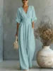 Manufacturer Wholesale Spring Summer New Elegant Pleated High Waist V-neck Breathable Women's Jumpsuit