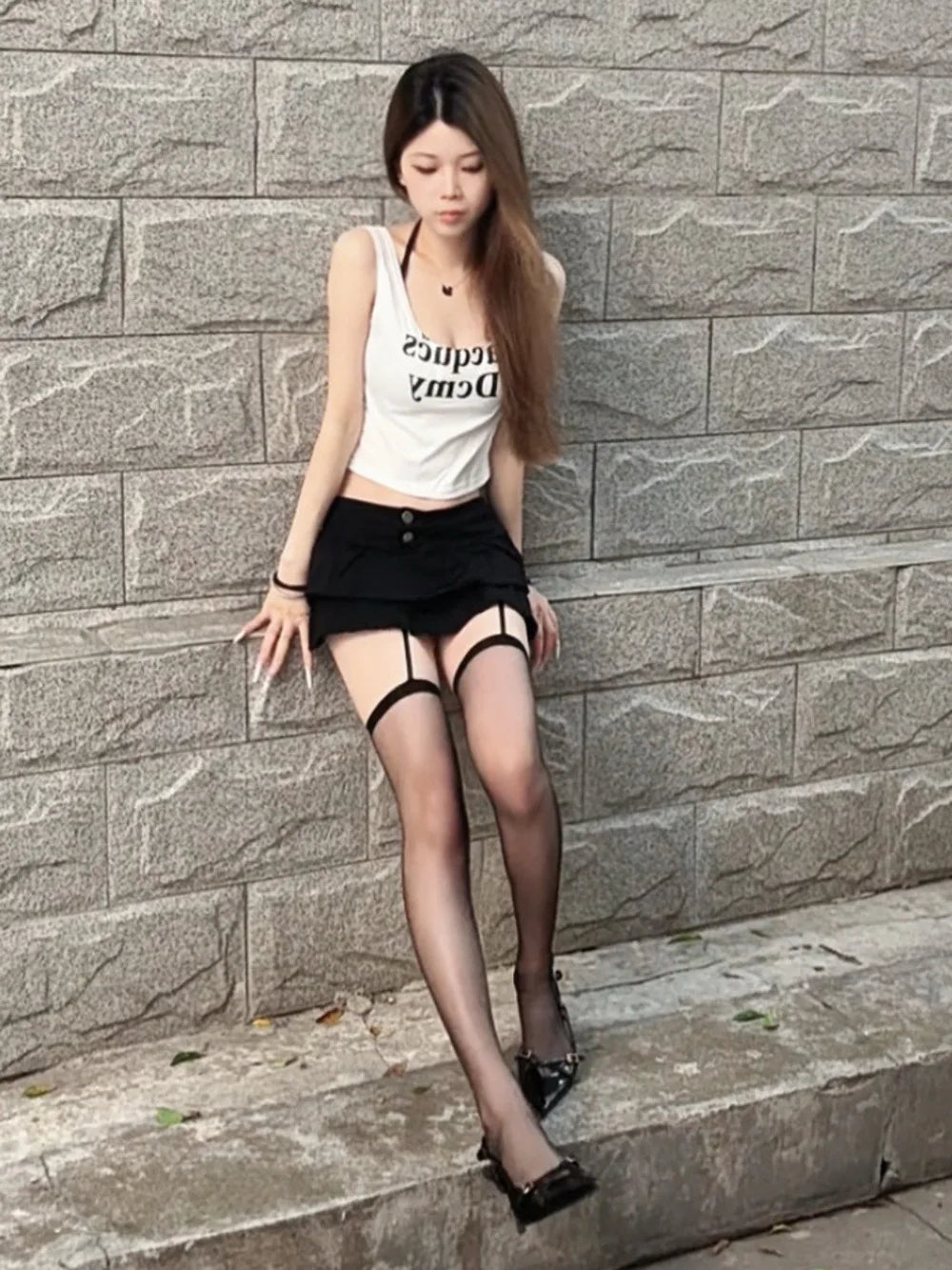 6689# Shibuya Gyaru New Sexy & Cute Pleated Summer Cake-Style Denim Mini Skirt Girls Cleverly Revealing