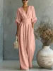 Manufacturer Wholesale Spring Summer New Elegant Pleated High Waist V-neck Breathable Women's Jumpsuit