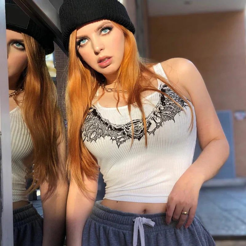 Women's Gothic Animal Print Crop Tank Top