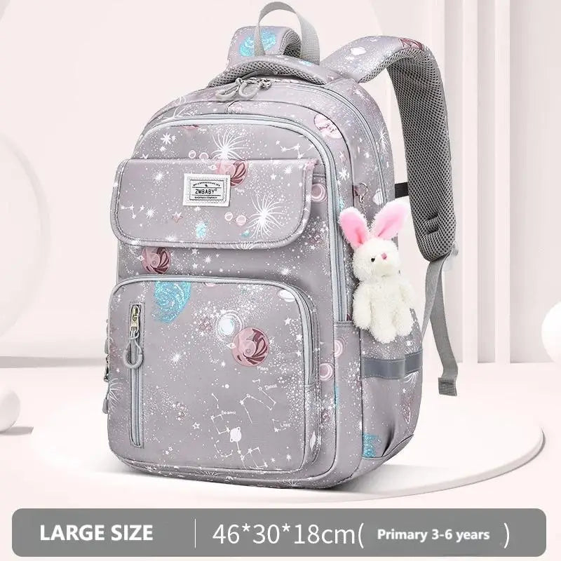 Cute Double Shoulder Casual Backpack for Girls Sesame Elementary School Model Lightweight for Grades 1-3 6 Featuring Cartoon