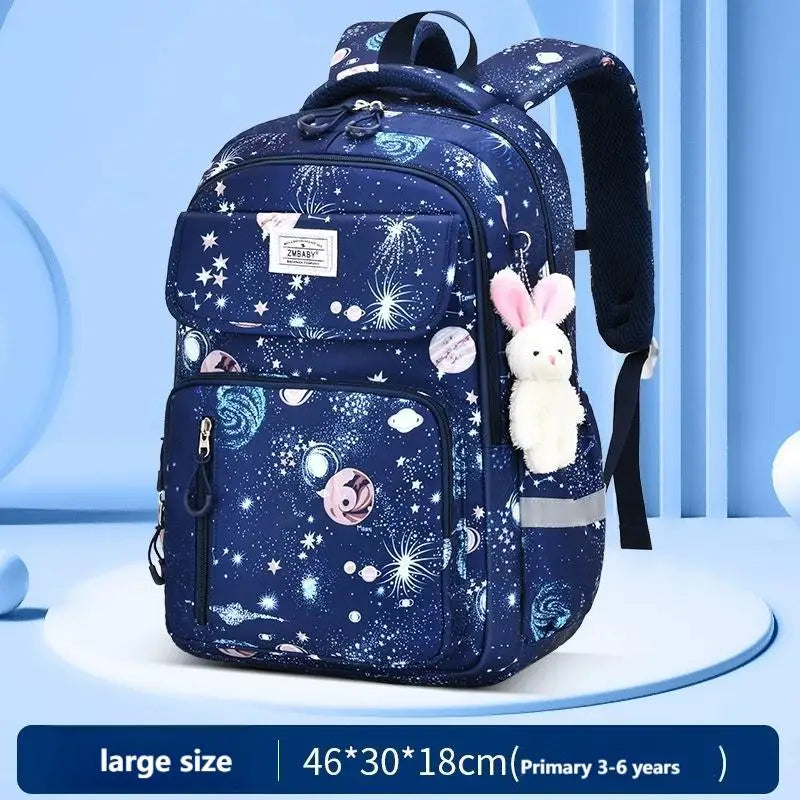 Cute Double Shoulder Casual Backpack for Girls Sesame Elementary School Model Lightweight for Grades 1-3 6 Featuring Cartoon