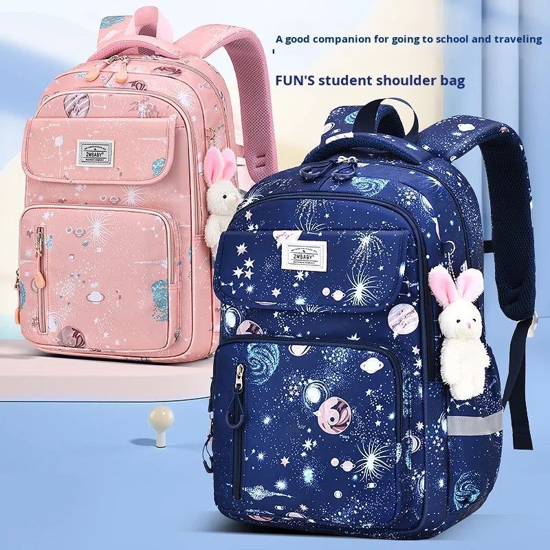 Cute Double Shoulder Casual Backpack for Girls Sesame Elementary School Model Lightweight for Grades 1-3 6 Featuring Cartoon