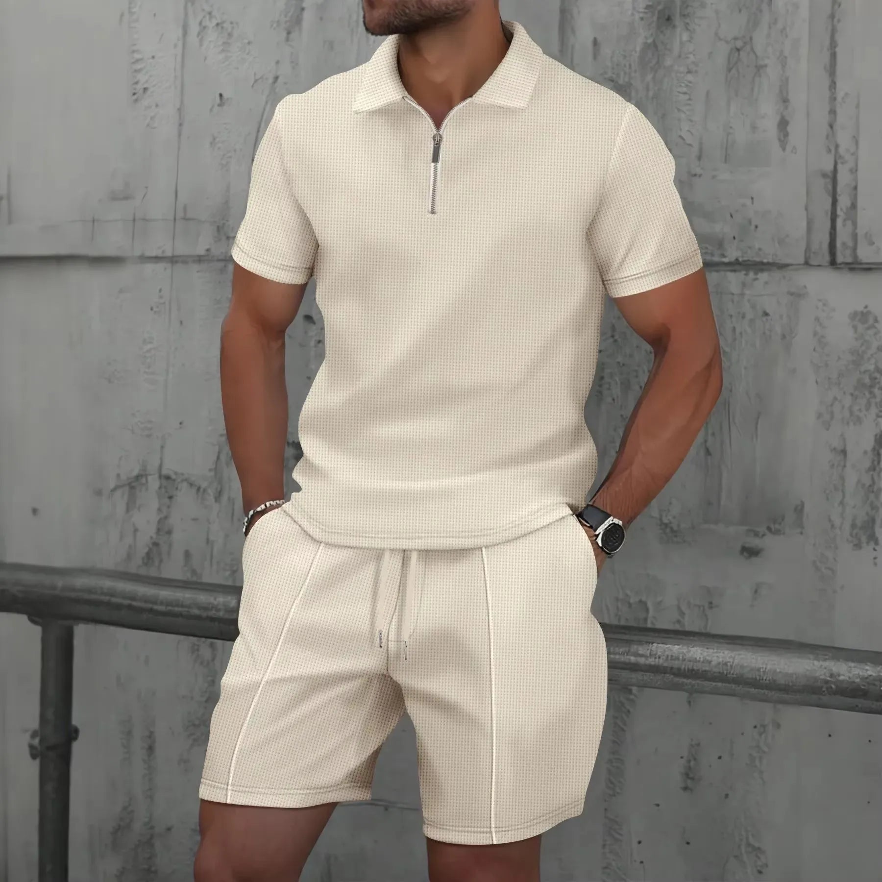 Men's Polo Shirt and Shorts 2-Piece Set
