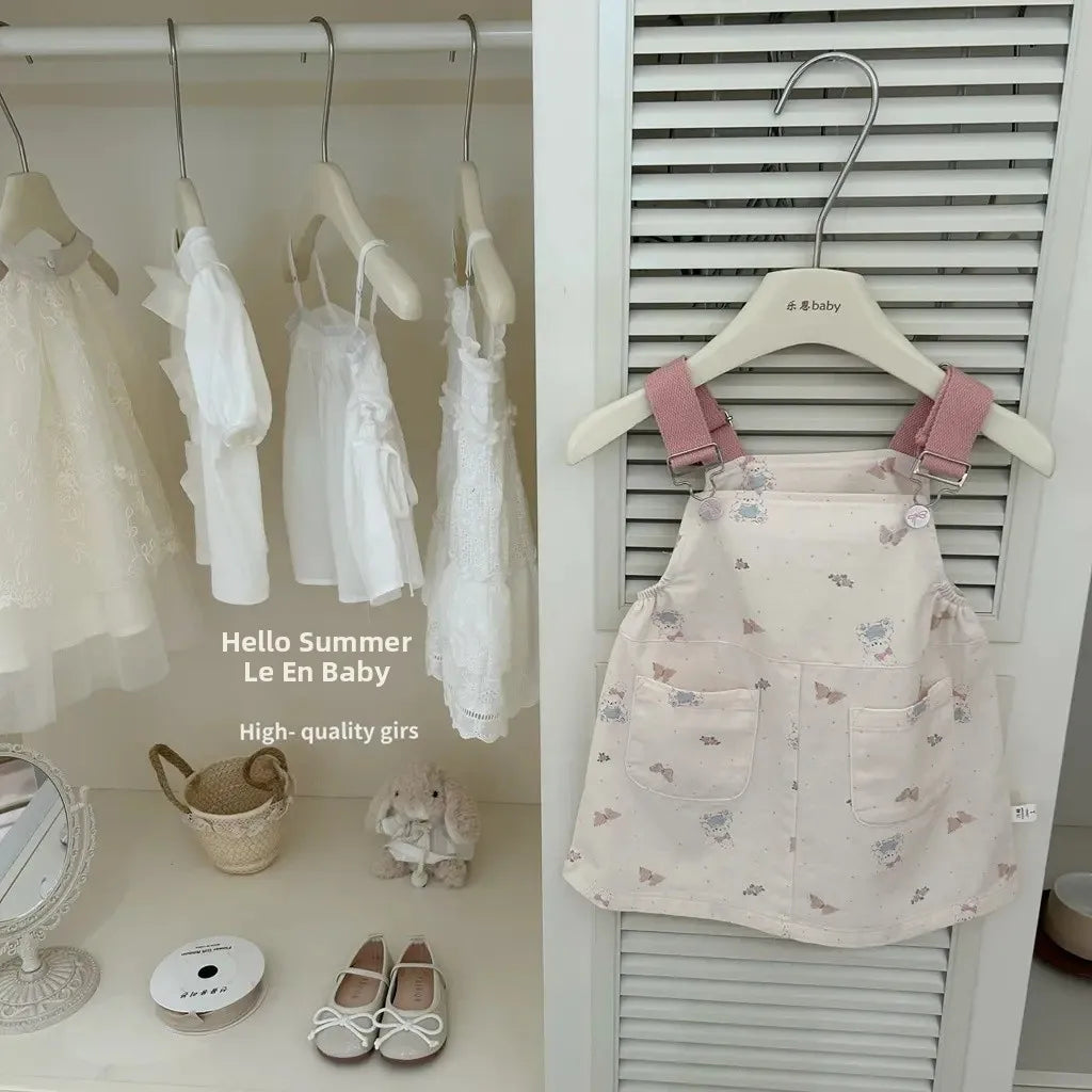 Korean Style Girls Romper Skirt Set Spring Summer Baby Rabbit Trendy Two-Piece Outfit Cotton Material Child Fashion