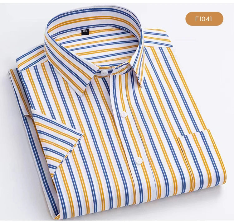 Men's Plaid Gingham Short Sleeve Shirt