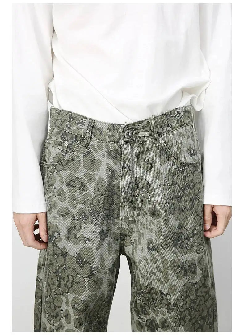 Men's Camouflage Wide Leg Denim Pants