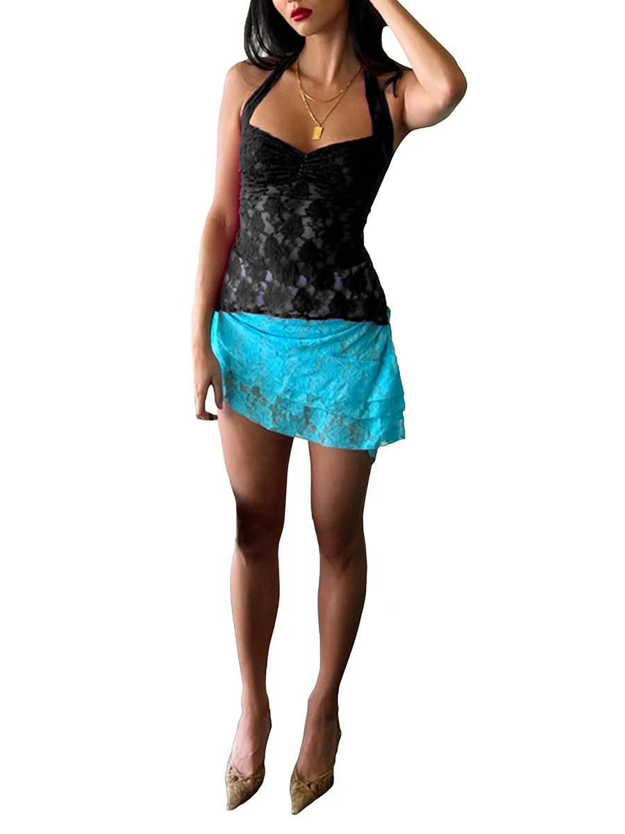 Women's Lace V-Neck Sleeveless Tank Top