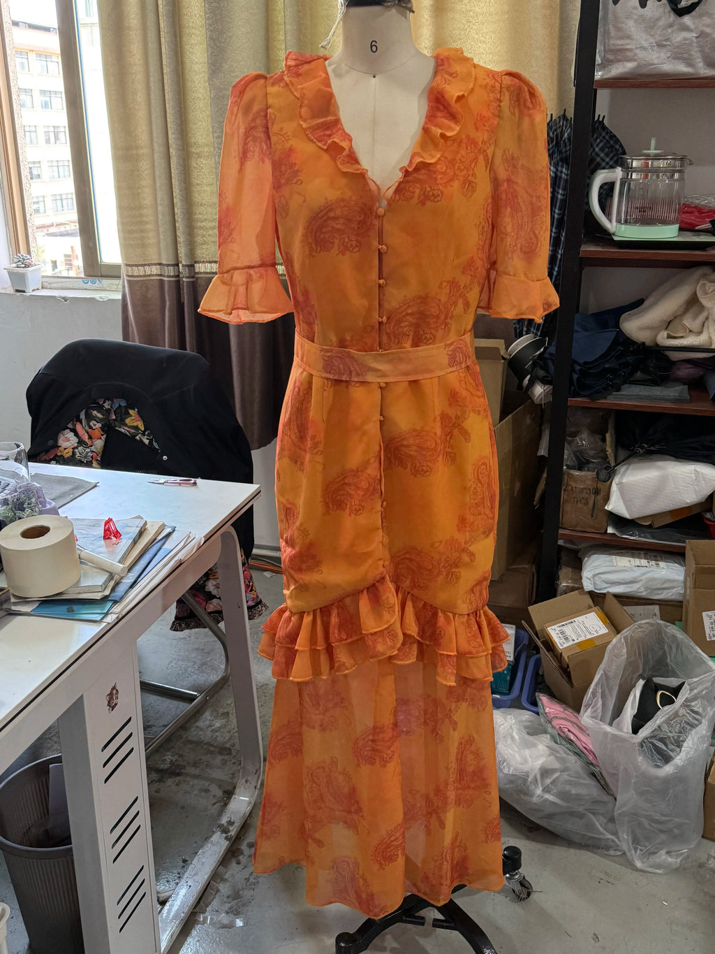 Women's Floral Puff Sleeve Maxi Dress