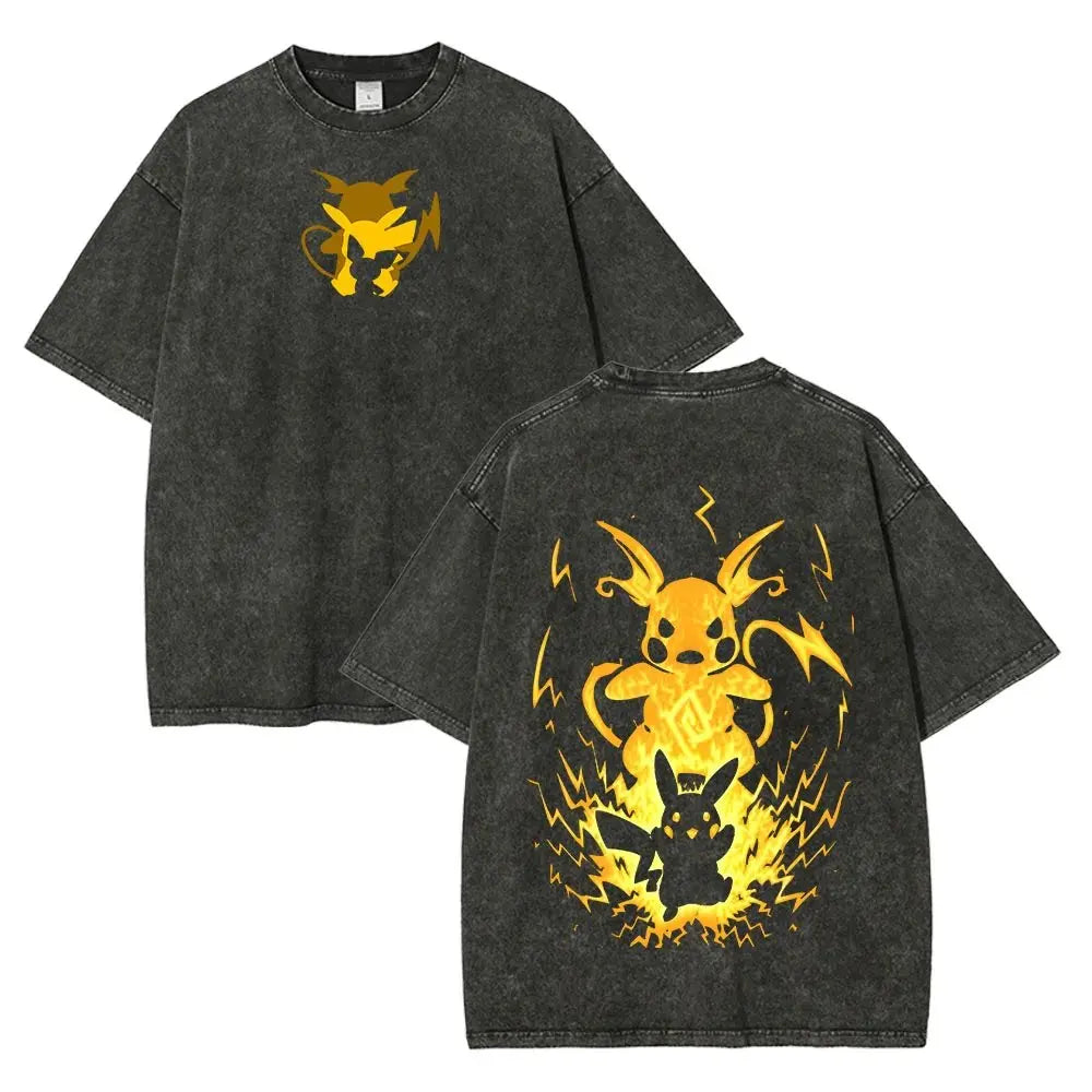 Anime Graphic Oversized Vintage Washed T-Shirt